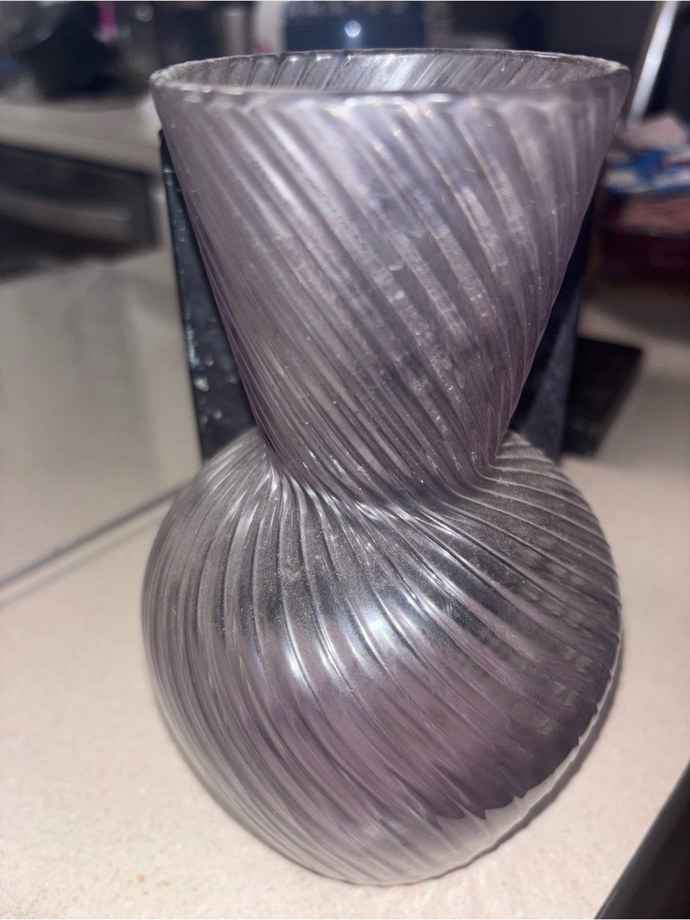 Elegant lilac Swirl Glass Vase - Home Accents